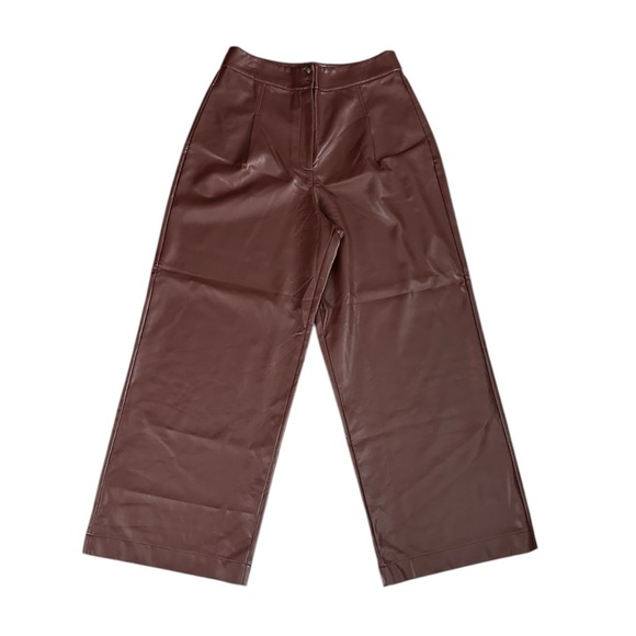 NWT French Connection Crolenda Women’s Faux Leather Trouser Bitter Chocolate - Picture 13 of 13